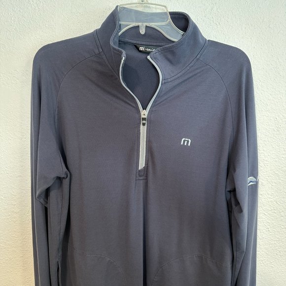 Travis Mathew APEX 1/4 Zip Activewear Stretch Top Long Sleeves Slate Blue Sz Med - Picture 6 of 10